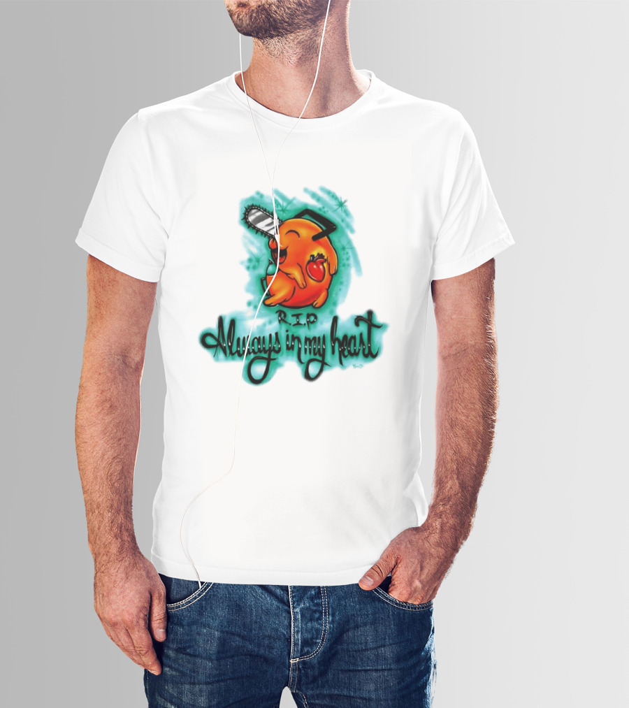 Pochita Chainsaw Man RIP Always In My Heart Memorial Anime T-Shirt