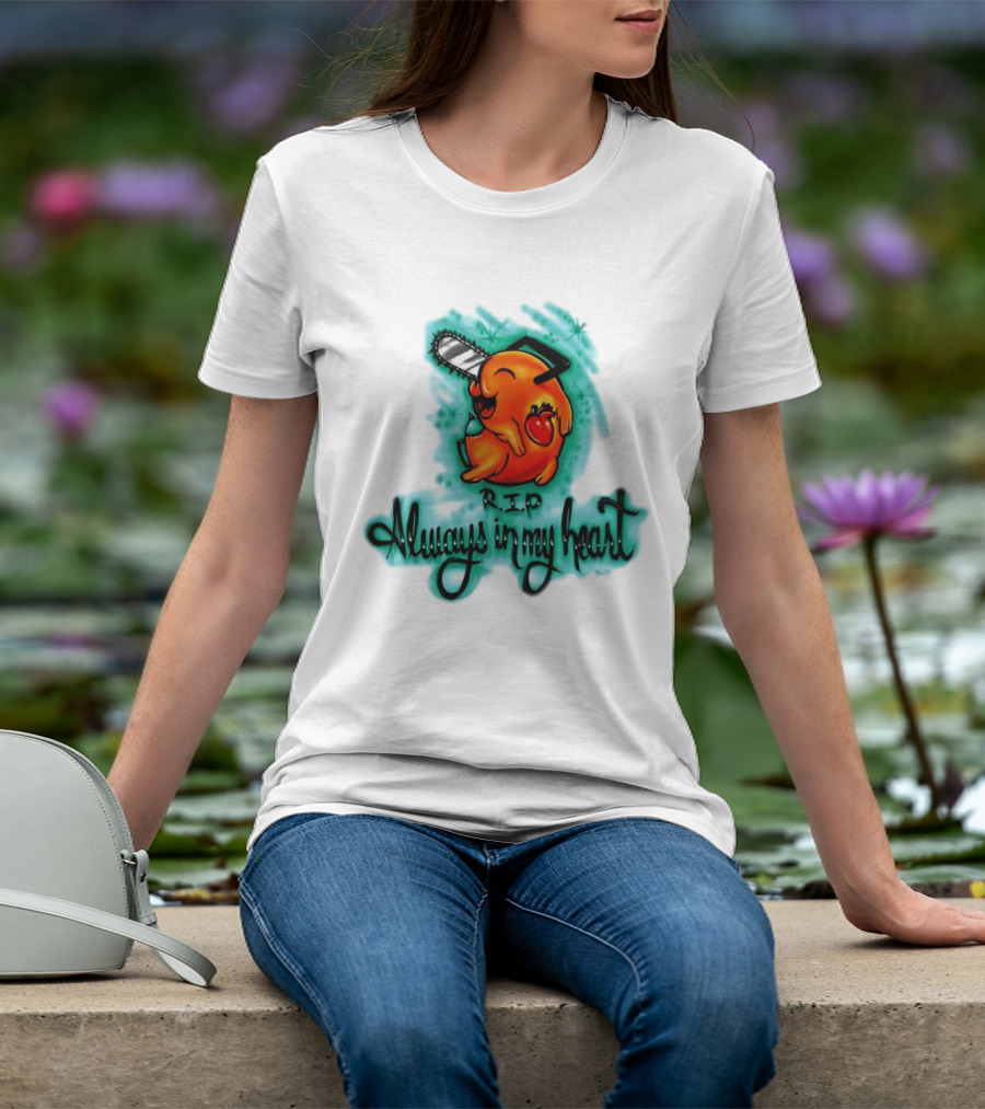 Pochita Chainsaw Man RIP Always In My Heart Memorial Anime T-Shirt