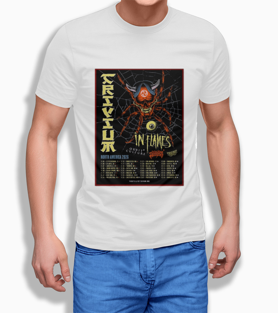 Trivium In Flames Orbit Culture Fit For An Autopsy North America 2026 Tour Dates And Locations T-Shirt