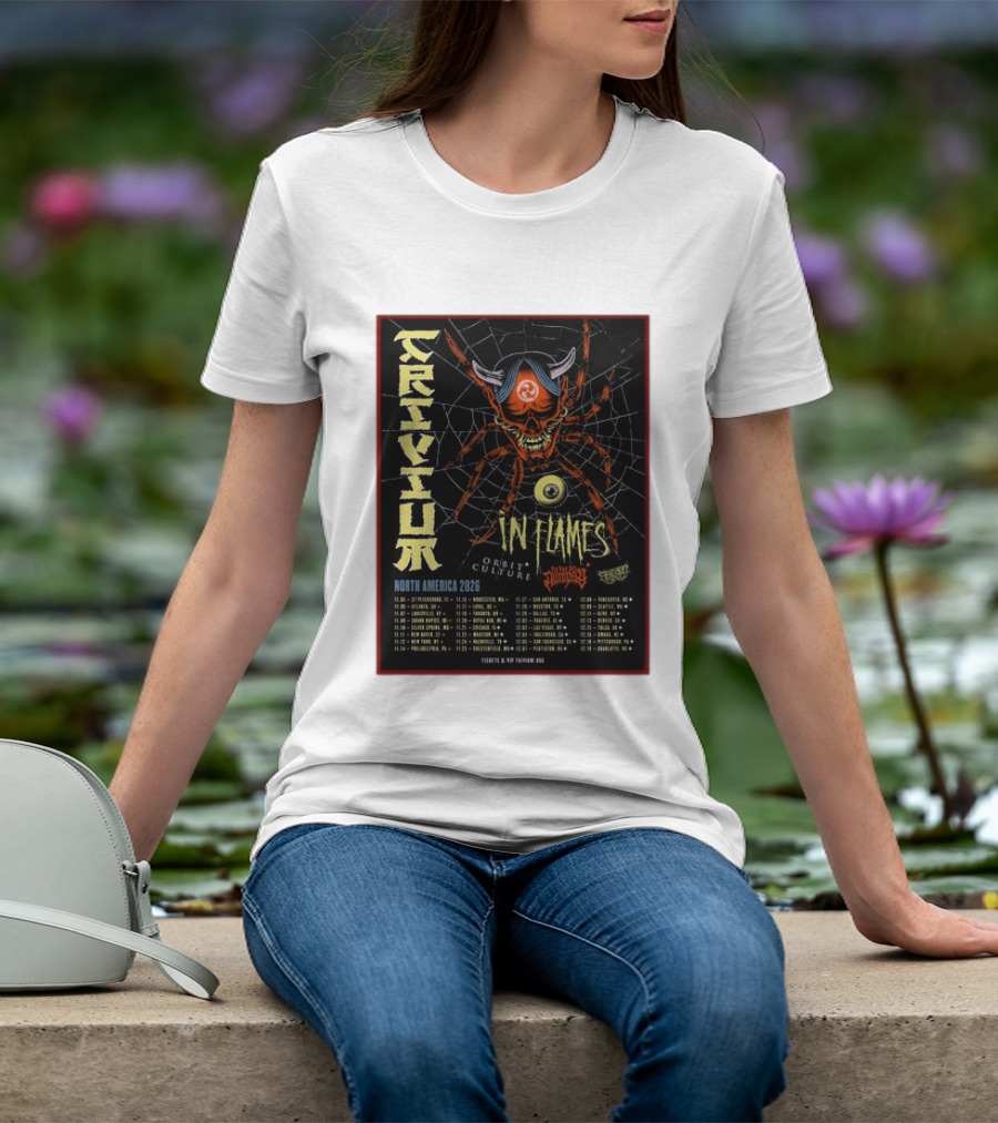 Trivium In Flames Orbit Culture Fit For An Autopsy North America 2026 Tour Dates And Locations T-Shirt