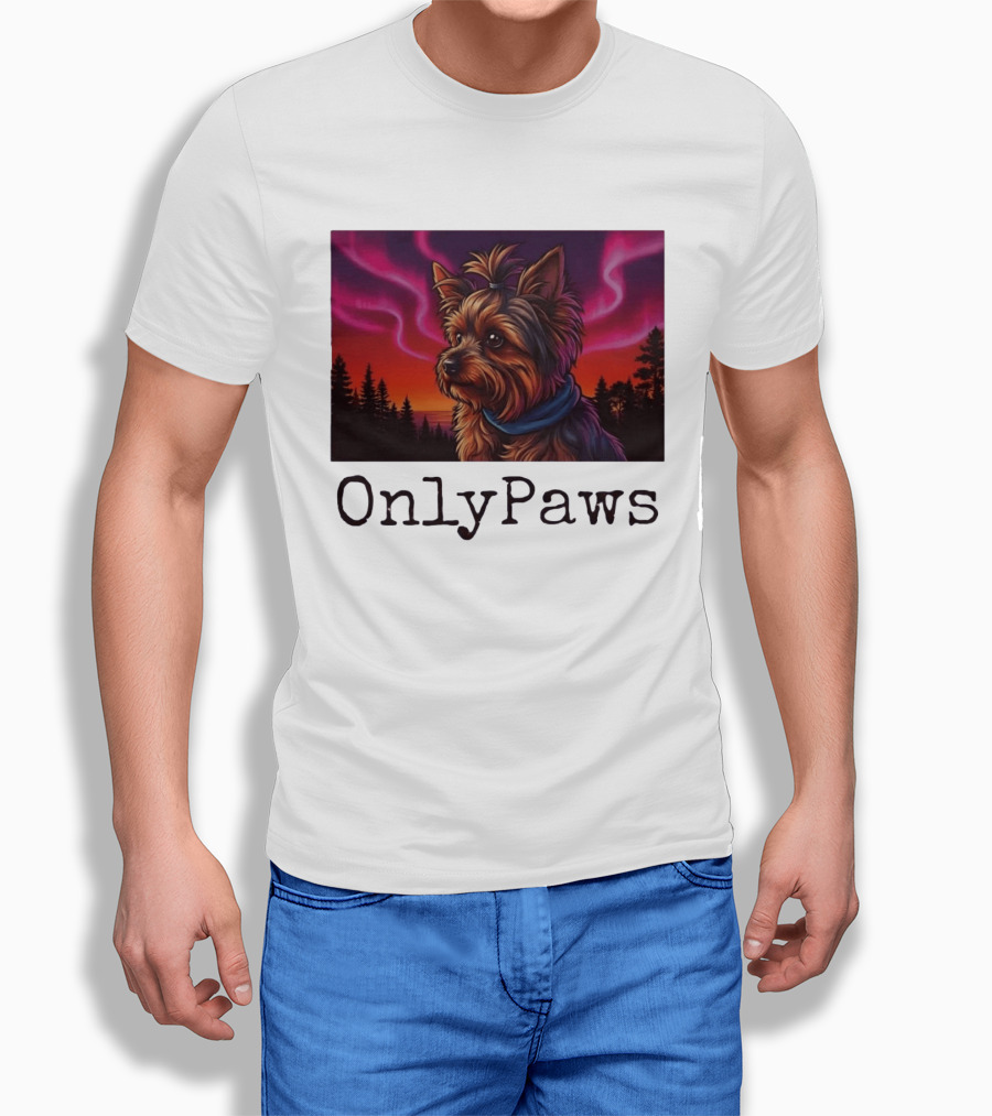 Yorkshire Terrier OnlyPaws Aurora Borealis Forest Scene T-Shirt