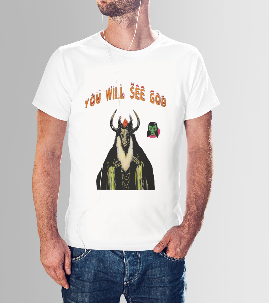 You Will See God Demon Occult Satanic Horror Green Masked Face T-Shirt