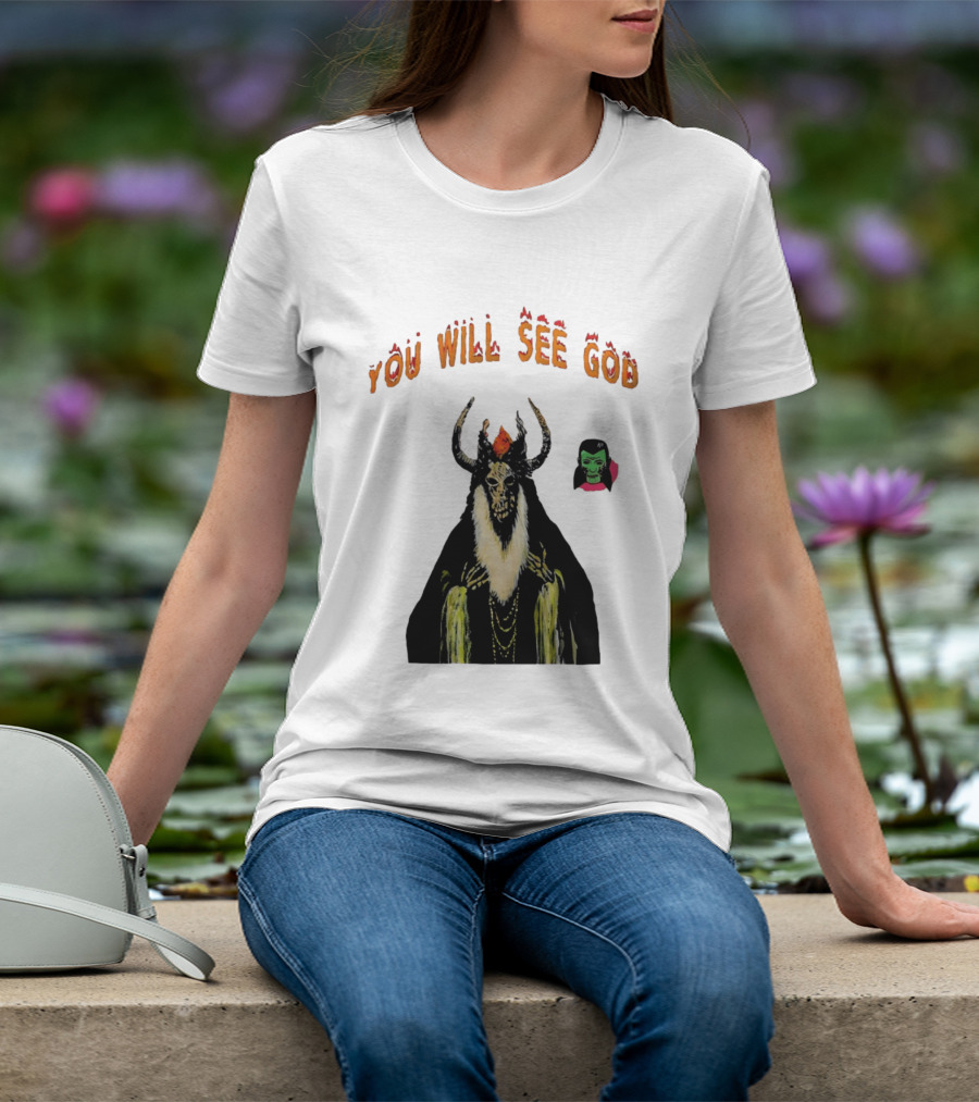 You Will See God Demon Occult Satanic Horror Green Masked Face T-Shirt