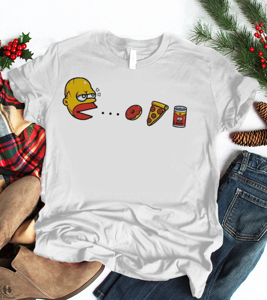 Simps Dad Pac Man Eating Donut Pizza And Beer T-Shirt