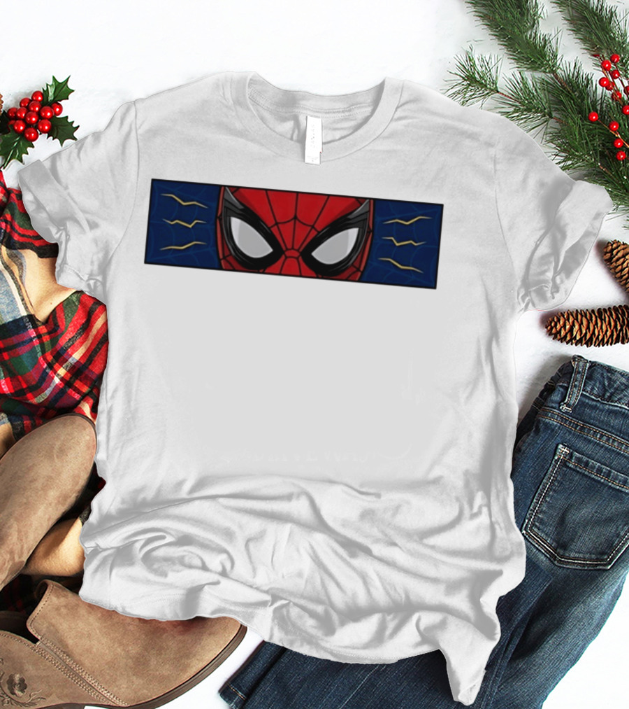 Spider Man With Great Power Comes Great Responsibility Marvel Superhero Mask Webbing T-Shirt