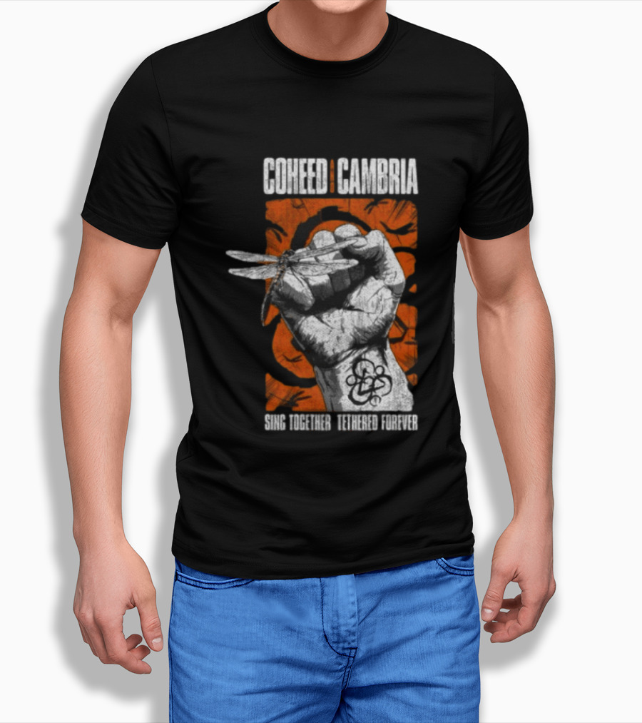 Coheed Cambria Dragonfly Fist Sing Together Tethered Courier T-Shirt