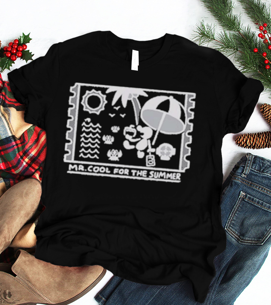 Mr. Cool For The Summer Beach Vibes Stamp Palm Tree Umbrella Sun T-Shirt