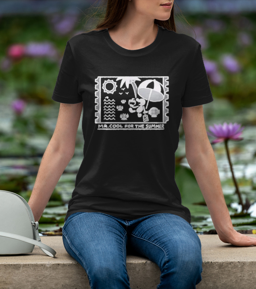 Mr. Cool For The Summer Beach Vibes Stamp Palm Tree Umbrella Sun T-Shirt