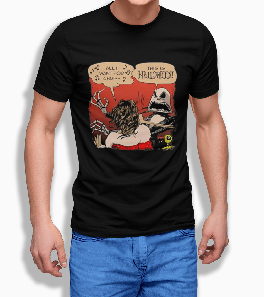 All I Want For Christmas Is This Is Halloween Comic Mashup T-Shirt