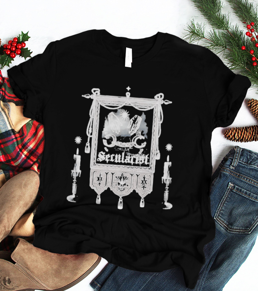 Secularist Symbolism With Chains And Wings On Tapestry T-Shirt