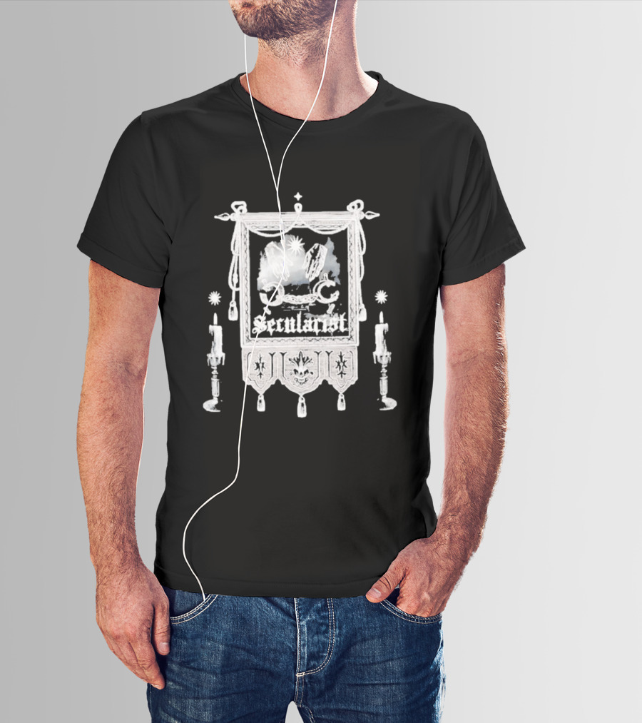 Secularist Symbolism With Chains And Wings On Tapestry T-Shirt
