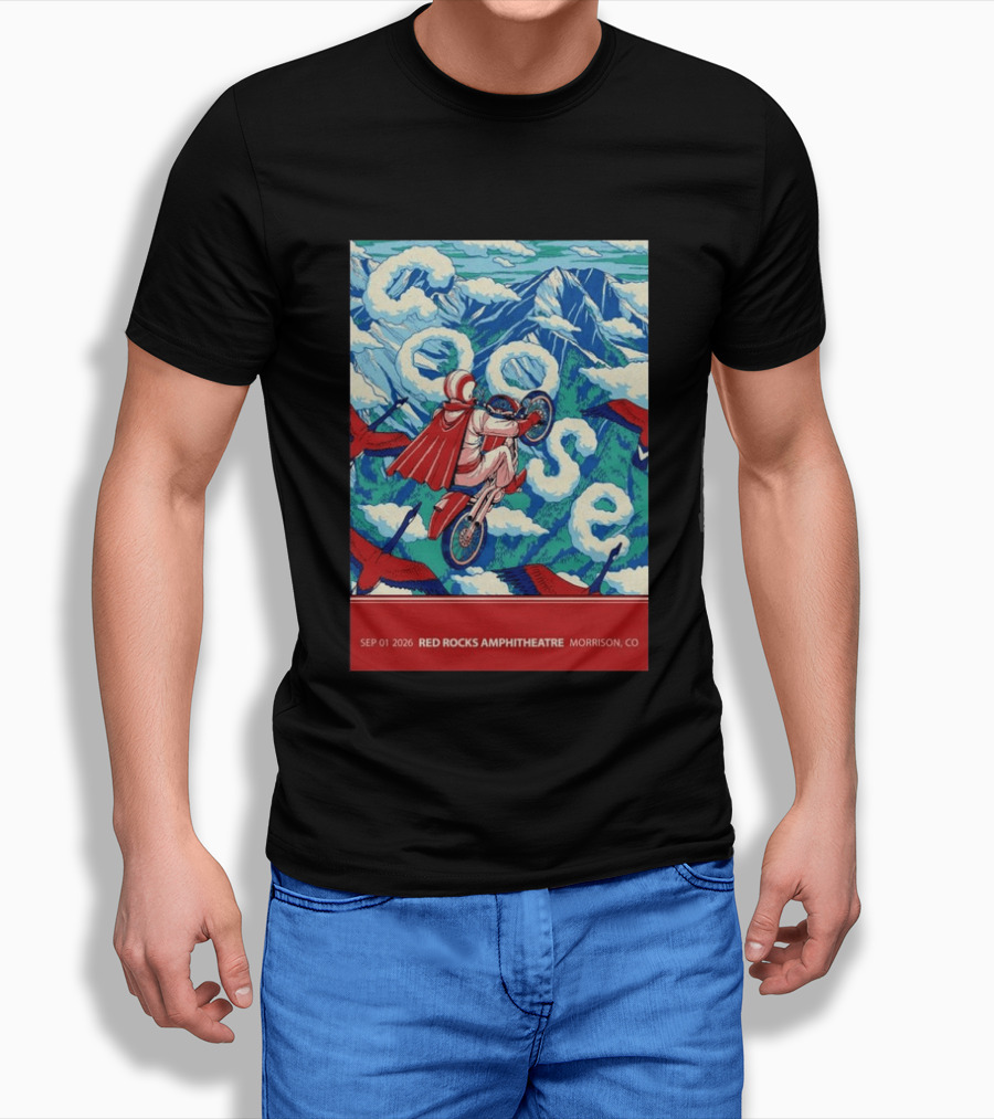 Sep 01 2026 Goose Red Rocks Amphitheatre Morrison CO Tour Motorcycle And Birds T-Shirt