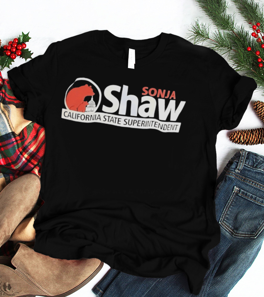 SONJA SHAW California State Superintendent Red Bear California Capitol T-Shirt
