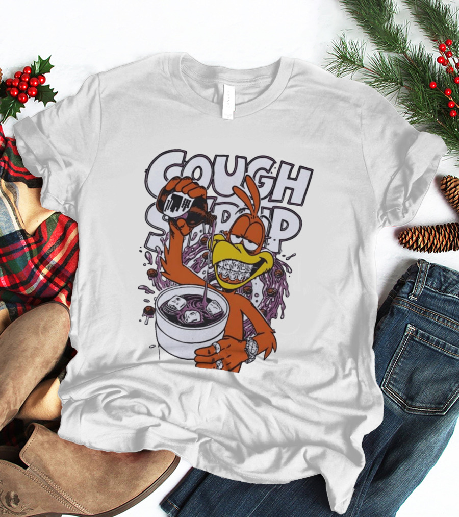 Cough Syrup Toucan Purple Drink Ice Braces Cartoon T-Shirt