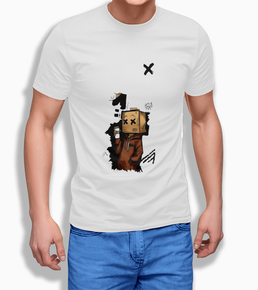 Good Person Box Head Drinking Coffee T-Shirt