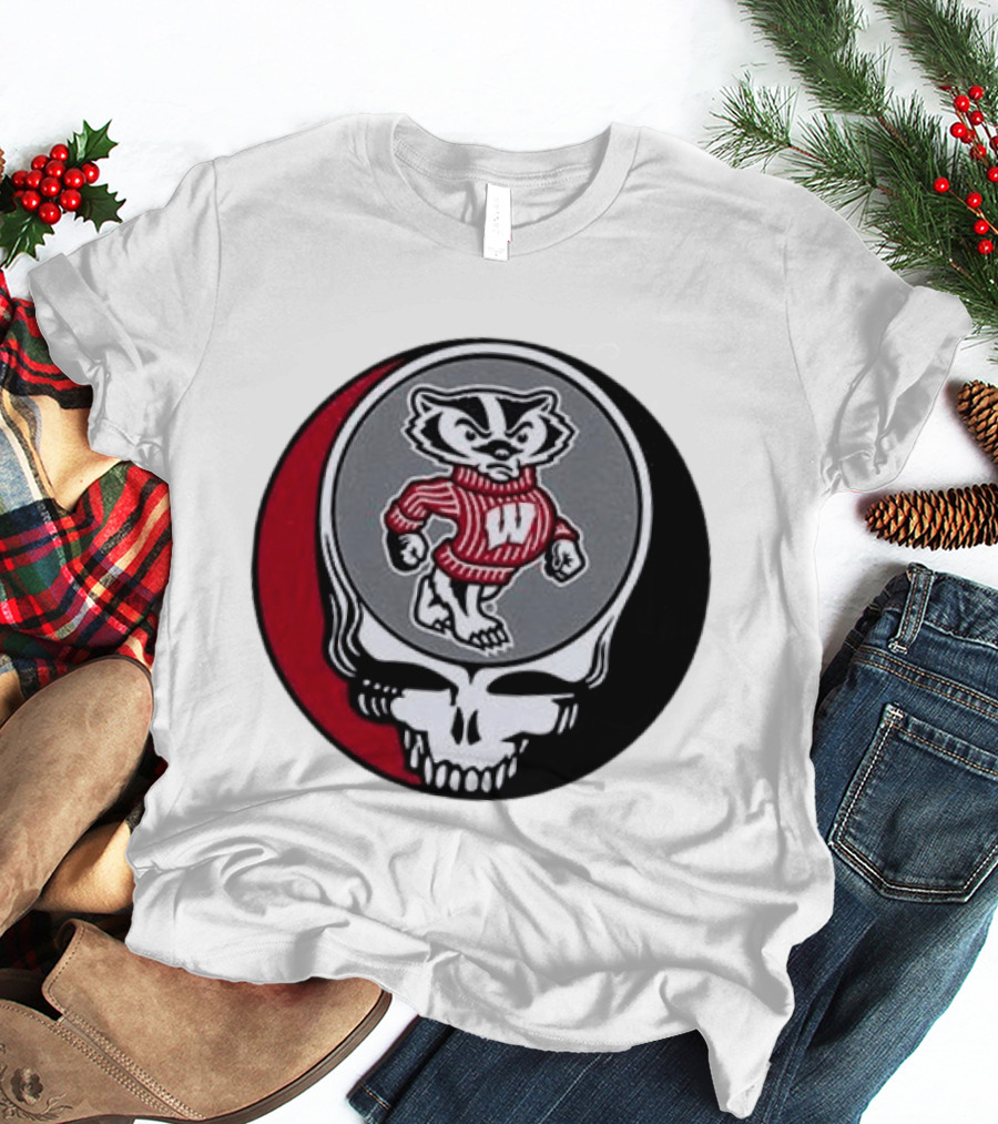 Grateful Dead Wisconsin Badgers Skull And Bucky T-Shirt