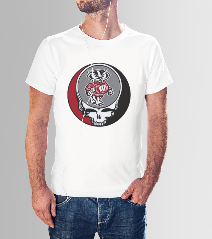 Grateful Dead Wisconsin Badgers Skull And Bucky T-Shirt