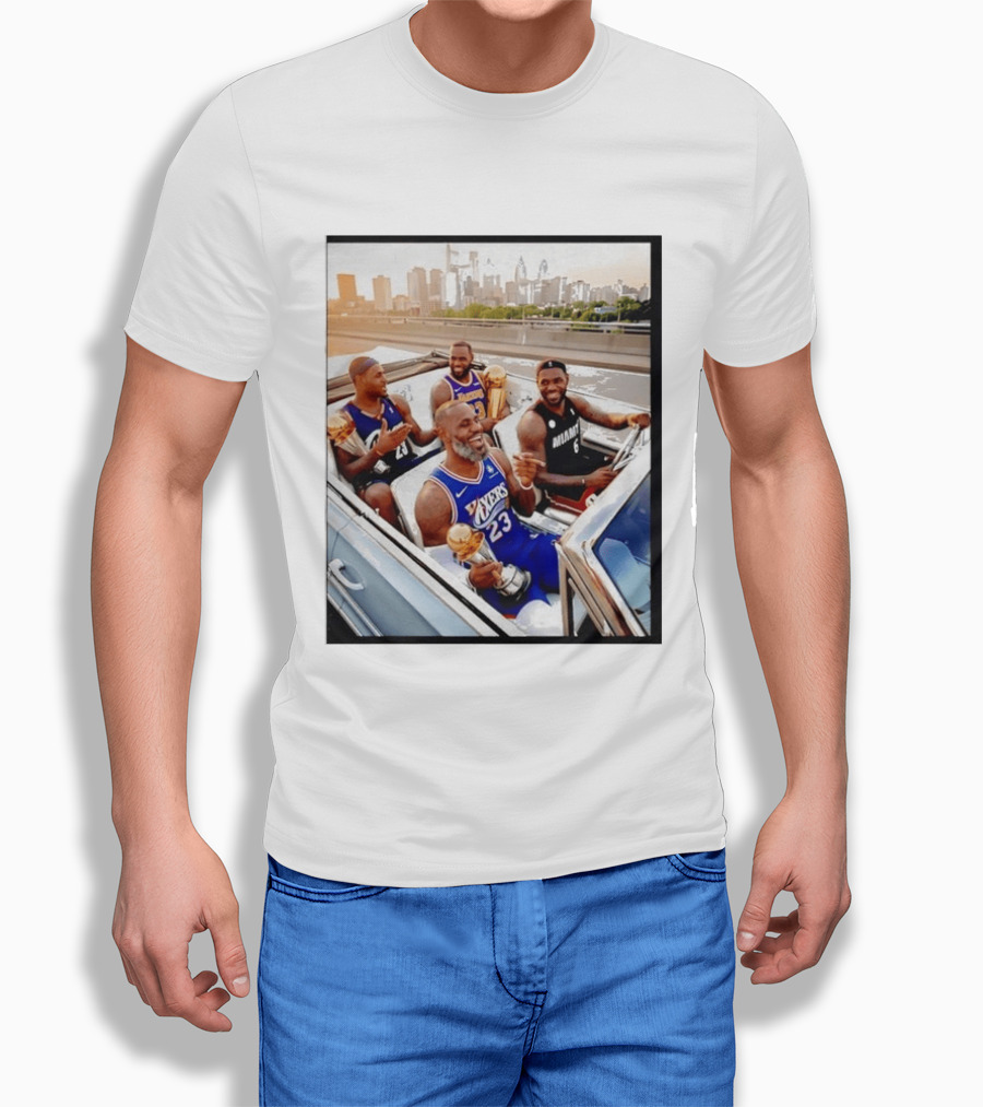 Lebron James Lakers Cavaliers Heat Champions Trophies Parade T-Shirt