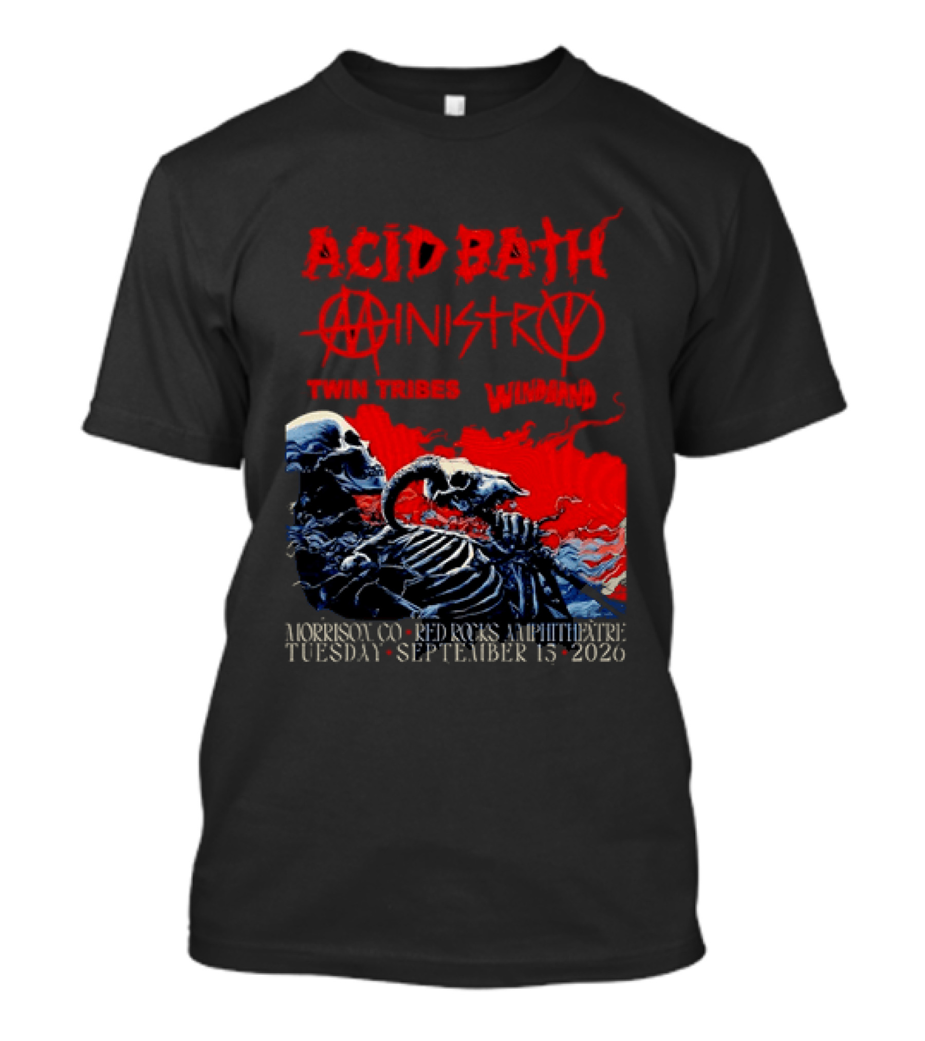 Acid Bath Ministry Twin Tribes Windhand Red Rocks Amphitheatre September 2026 Concert T-Shirt