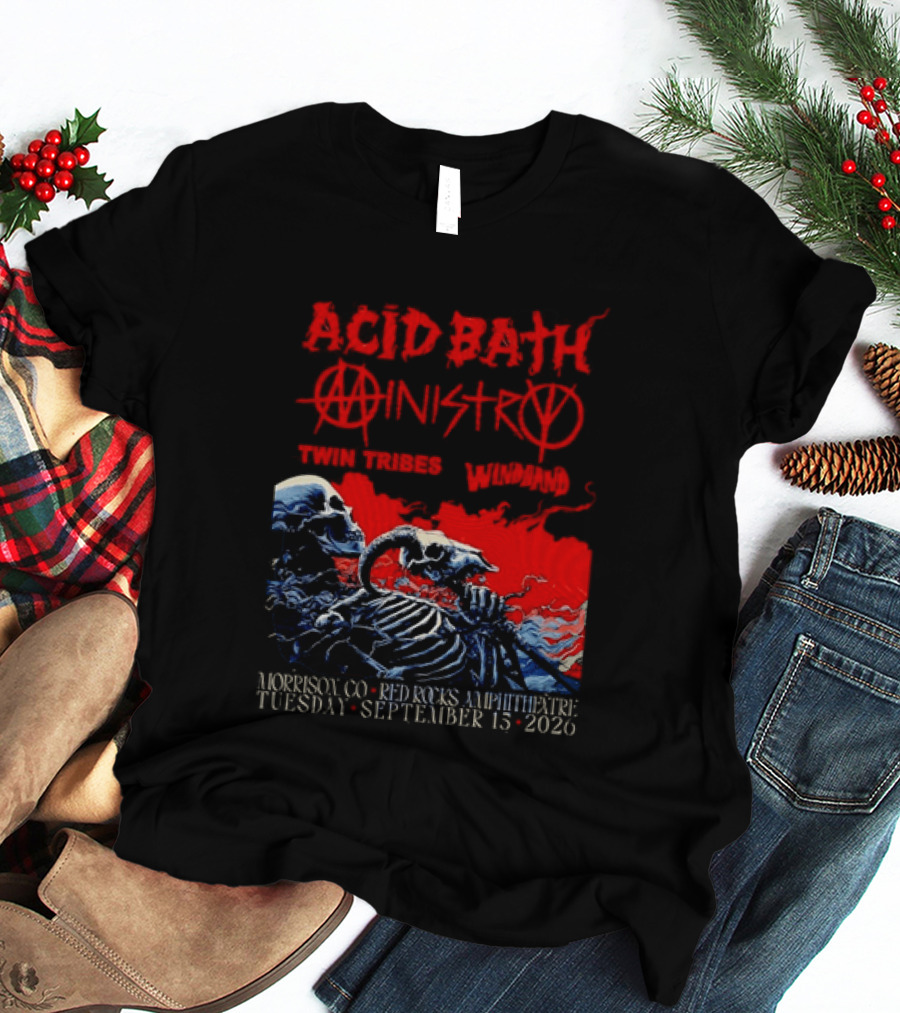 Acid Bath Ministry Twin Tribes Windhand Red Rocks Amphitheatre September 2026 Concert T-Shirt