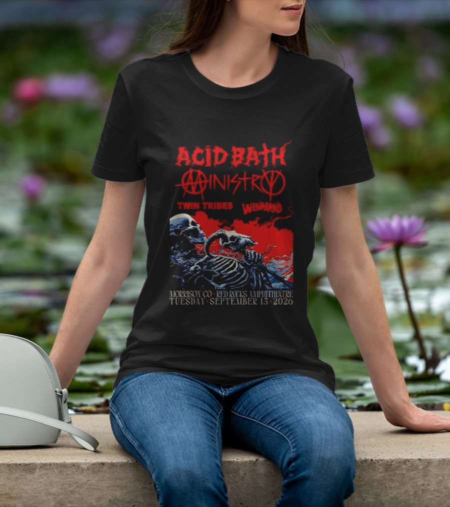 Acid Bath Ministry Twin Tribes Windhand Red Rocks Amphitheatre September 2026 Concert T-Shirt