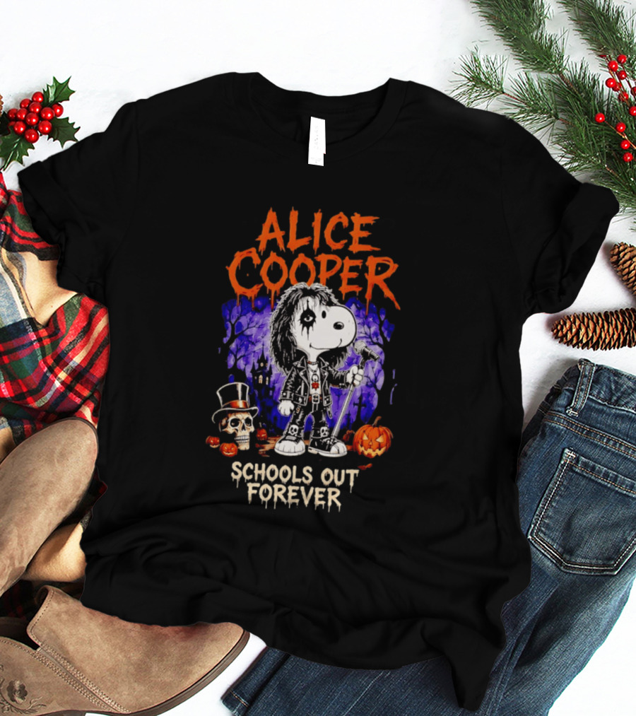 Alice Cooper Snoopy Schools Out Forever Halloween Punk Rock Mashup T-Shirt