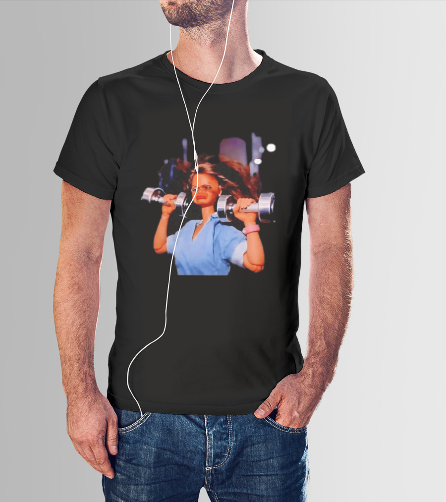 Barbie Lifting Weights Gym Meme Motivational Fitness Humor T-Shirt