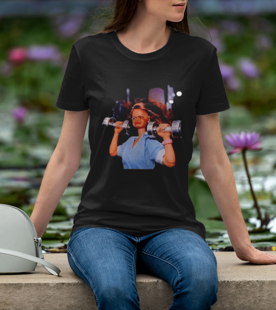Barbie Lifting Weights Gym Meme Motivational Fitness Humor T-Shirt