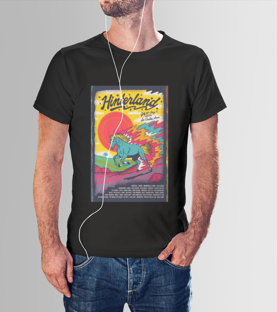 Hinterland Music Festival 2026 St. Charles Iowa July 30 August 2 Lineup Kaleidoscopic Horse T-Shirt