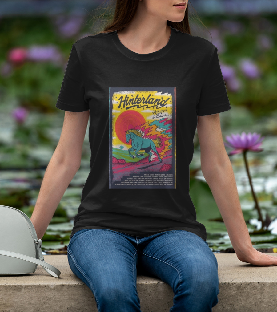 Hinterland Music Festival 2026 St. Charles Iowa July 30 August 2 Lineup Kaleidoscopic Horse T-Shirt
