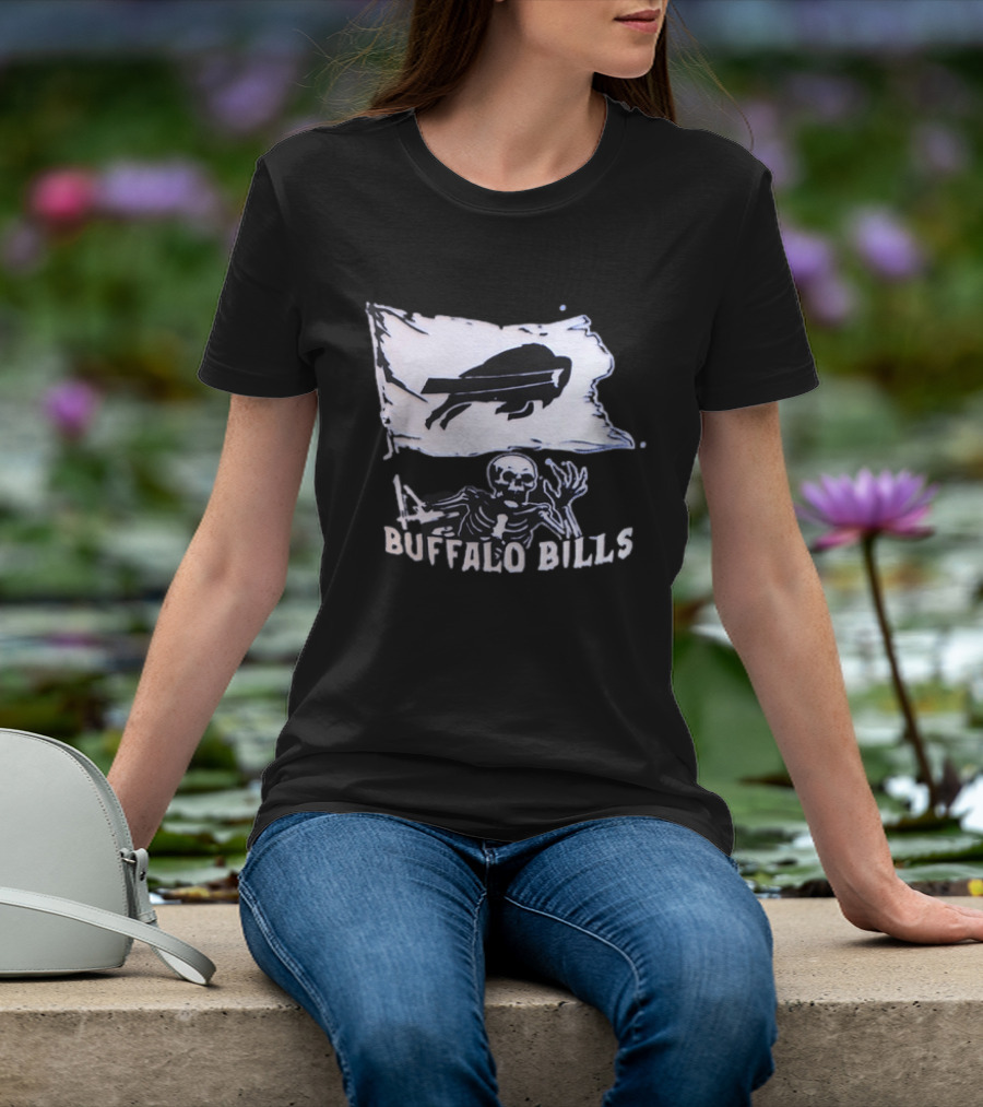 Buffalo Bills Skeleton Flag Football NFL Team Spirit T-Shirt
