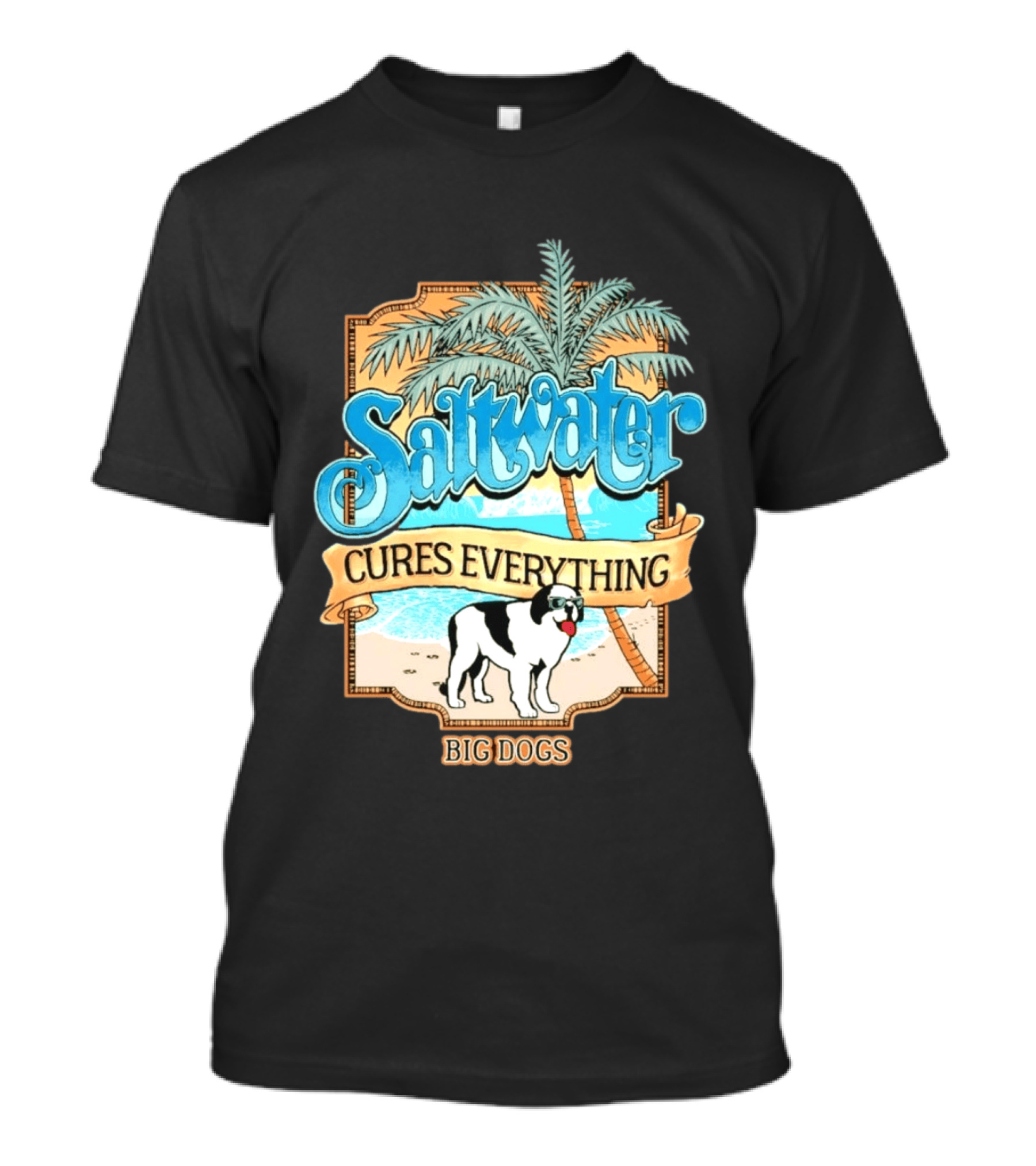 Saltwater Cures Everything Big Dogs Palm Beach Scene T-Shirt