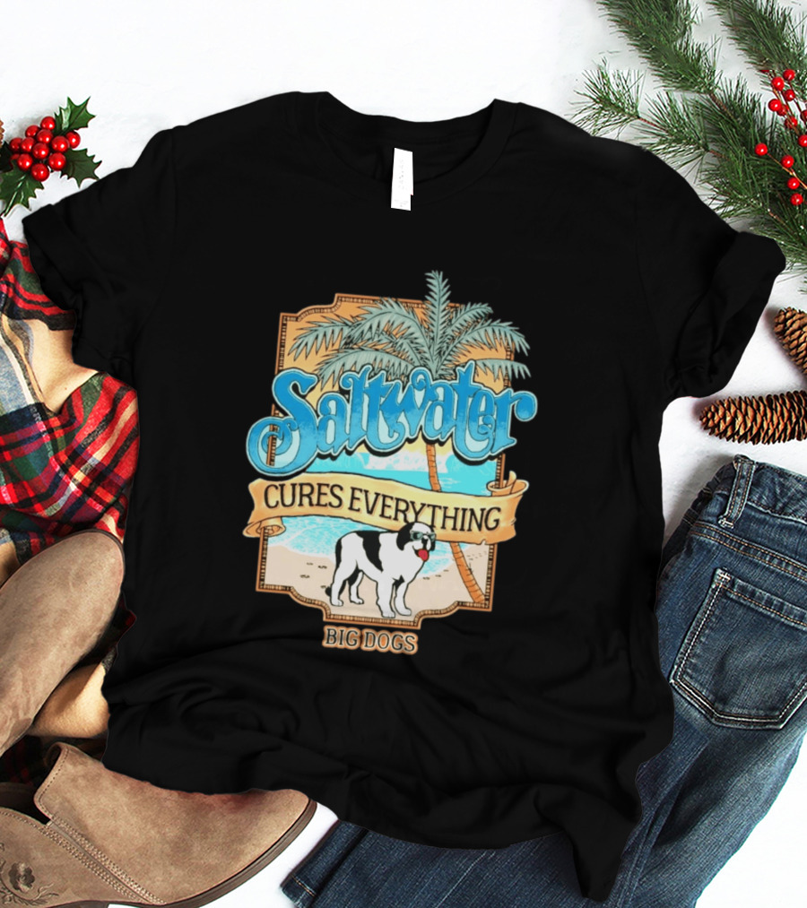 Saltwater Cures Everything Big Dogs Palm Beach Scene T-Shirt