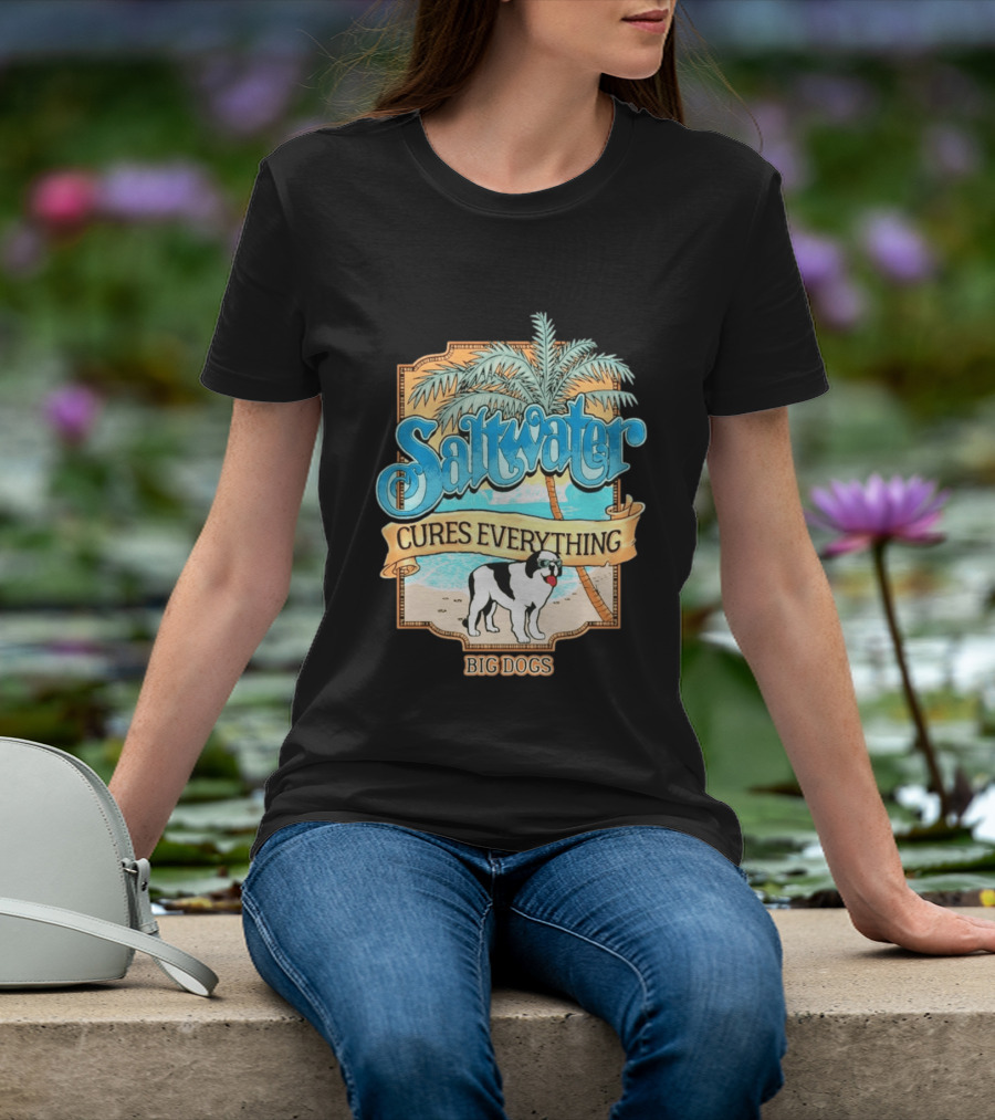 Saltwater Cures Everything Big Dogs Palm Beach Scene T-Shirt