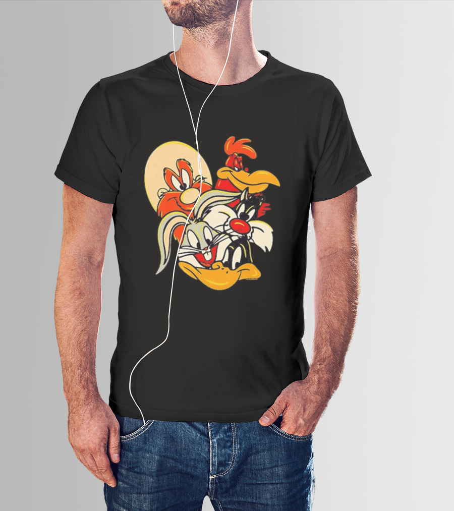 Looney Tunes Smiling Faces Bugs Bunny Sylvester Foghorn Leghorn Taz T-Shirt