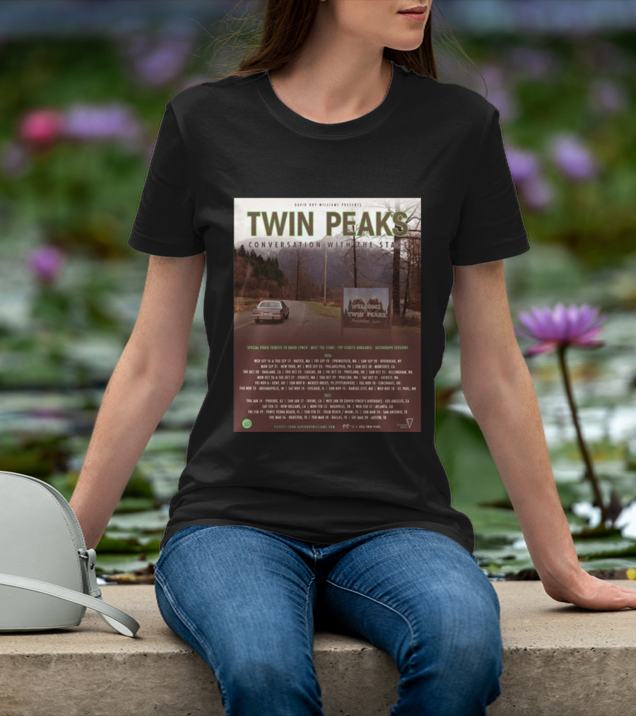 David Roy Williams Presents Twin Peaks Conversation With The Stars Tour Featuring Special Tribute To David Lynch 2023 2024 T-Shirt