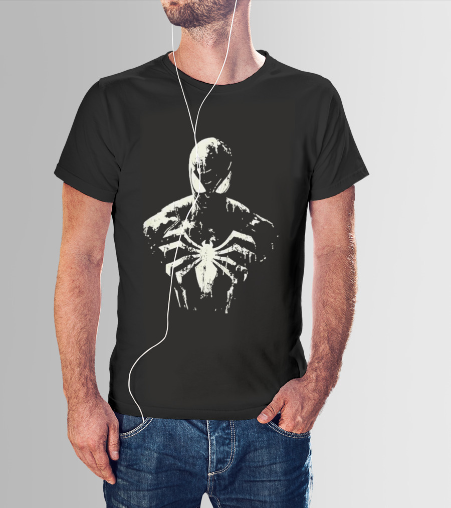 Spider Man Marvel Superhero White Symbol On Black T-Shirt