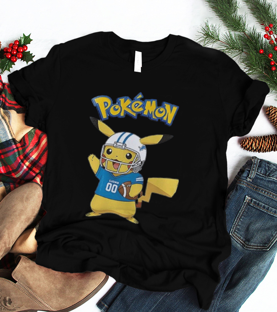 Detroit Lions Pokemon Pikachu Football Fan T-Shirt