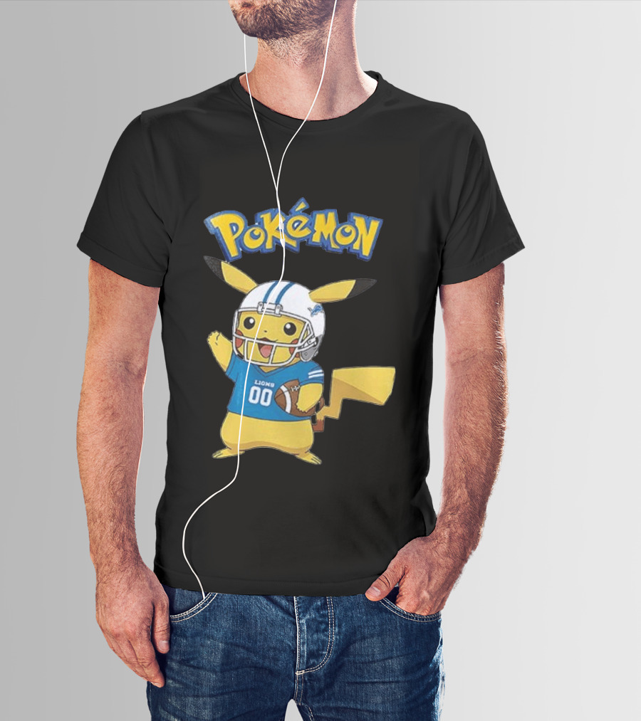 Detroit Lions Pokemon Pikachu Football Fan T-Shirt