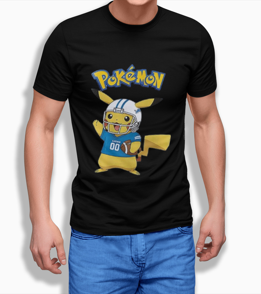Detroit Lions Pokemon Pikachu Football Fan T-Shirt