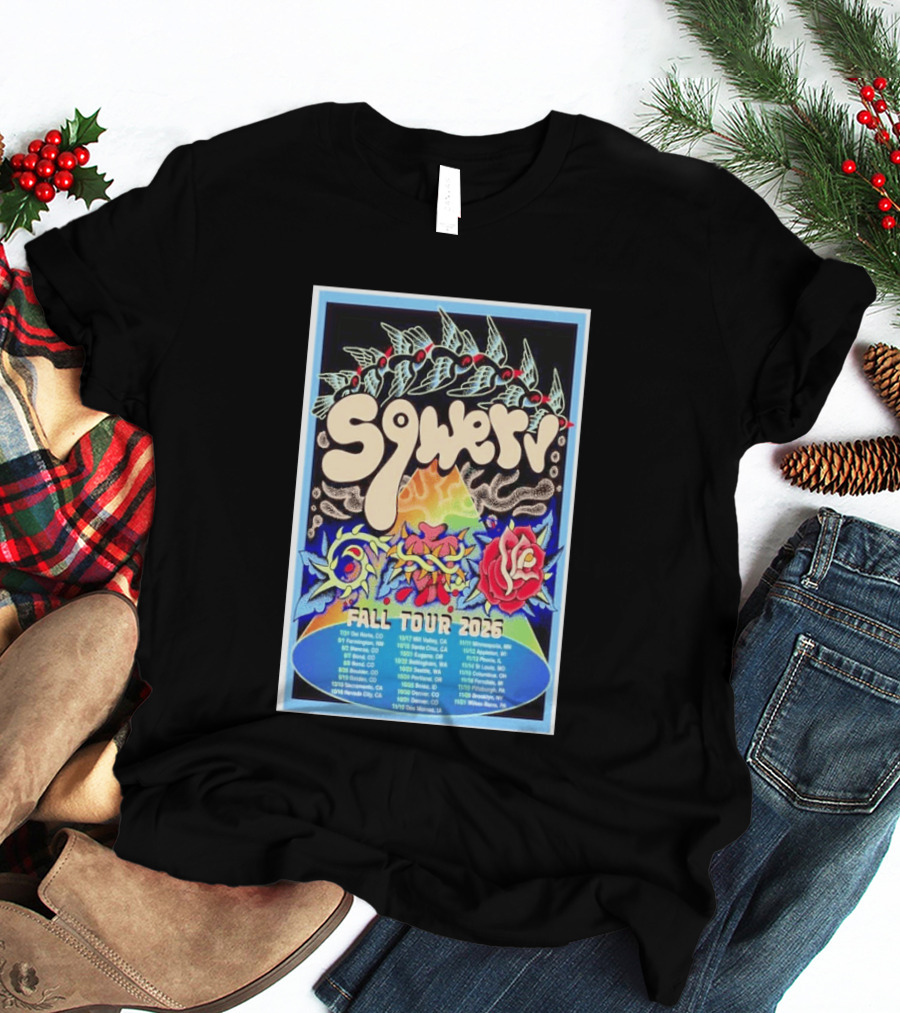 Squeaky Fall Tour 2026 Psychedelic With Rose And Leaf T-Shirt