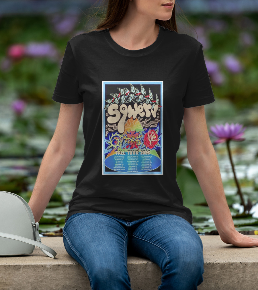 Squeaky Fall Tour 2026 Psychedelic With Rose And Leaf T-Shirt