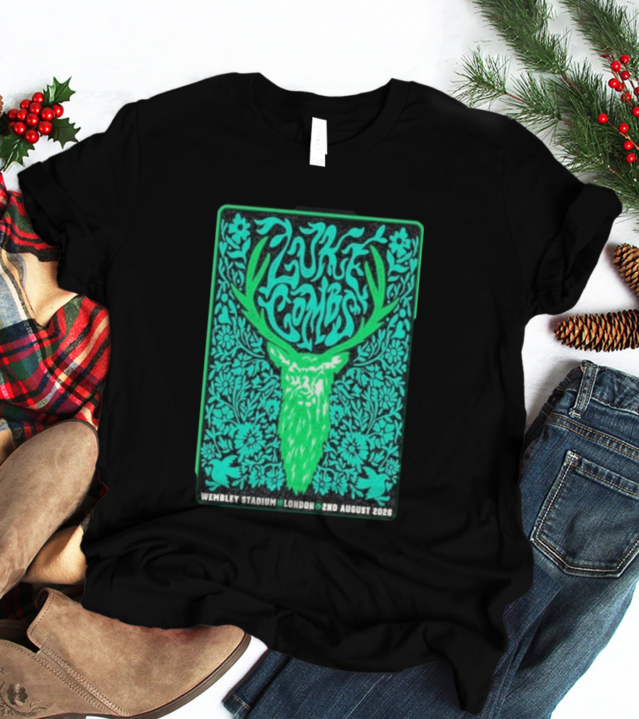 Luke Combs Wembley Stadium London August 2 2026 Deer Antlers Floral T-Shirt