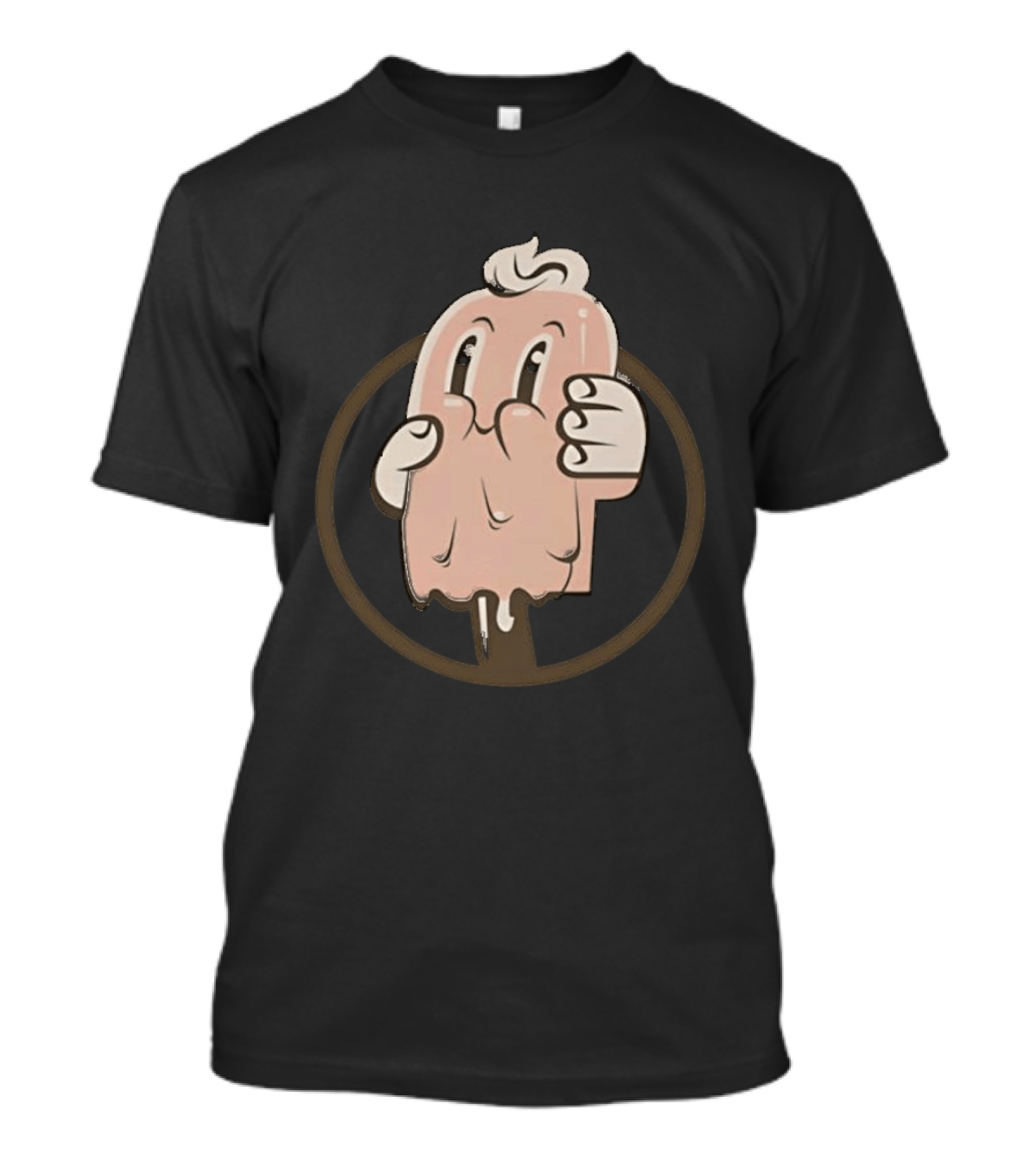Melting Popsicle Cartoon Character With Circle T-Shirt