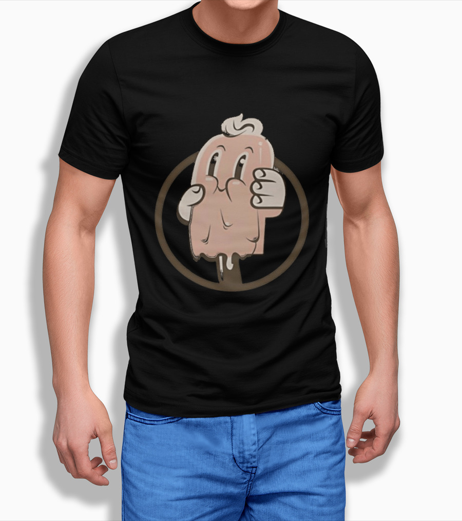 Melting Popsicle Cartoon Character With Circle T-Shirt