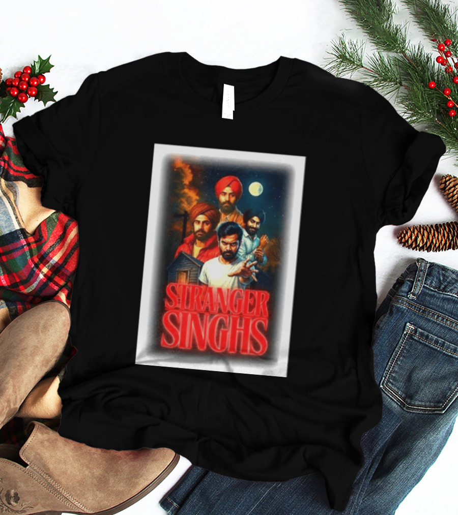 Stranger Singhs Indian Series With Turbaned Characters And Moonlit Sky T-Shirt