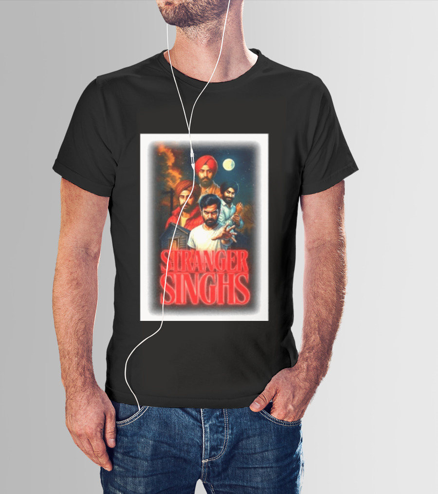 Stranger Singhs Indian Series With Turbaned Characters And Moonlit Sky T-Shirt