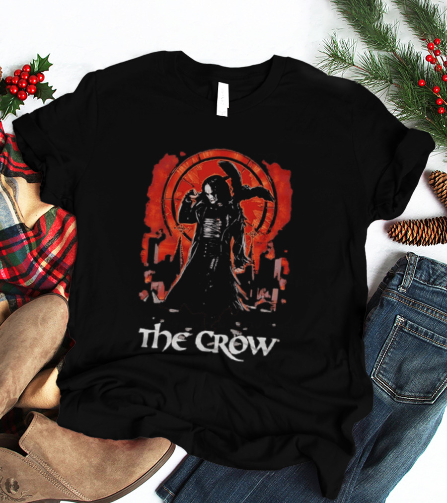 The Crow Brandon Lee Gothic Movie Iconic Dark Aesthetic With Red T-Shirt