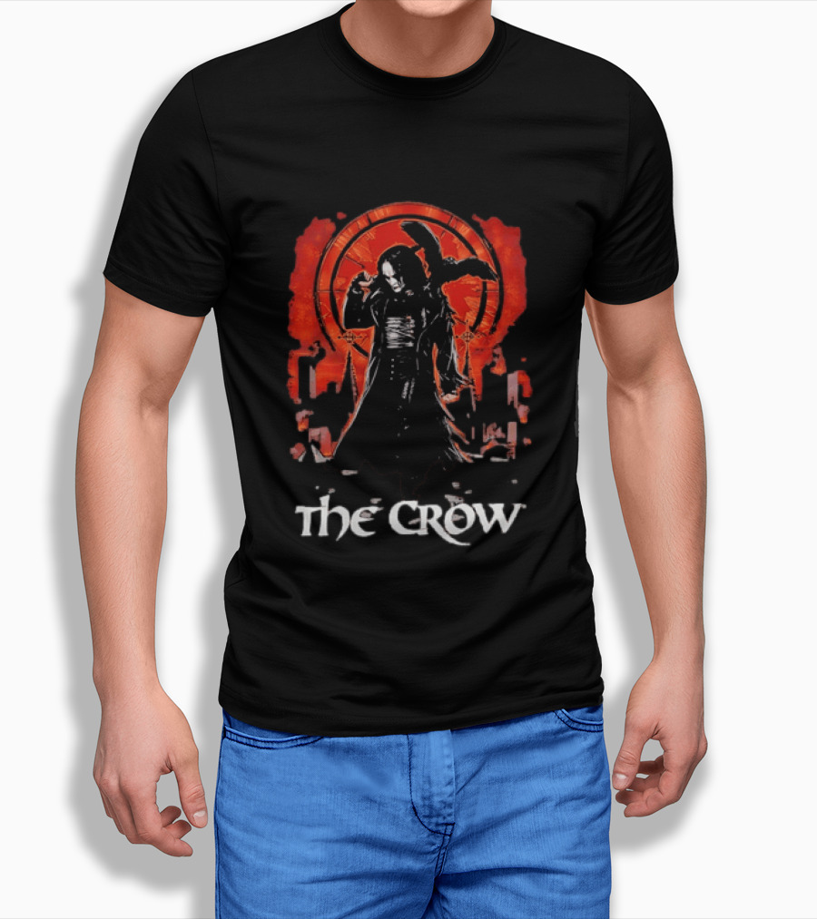The Crow Brandon Lee Gothic Movie Iconic Dark Aesthetic With Red T-Shirt
