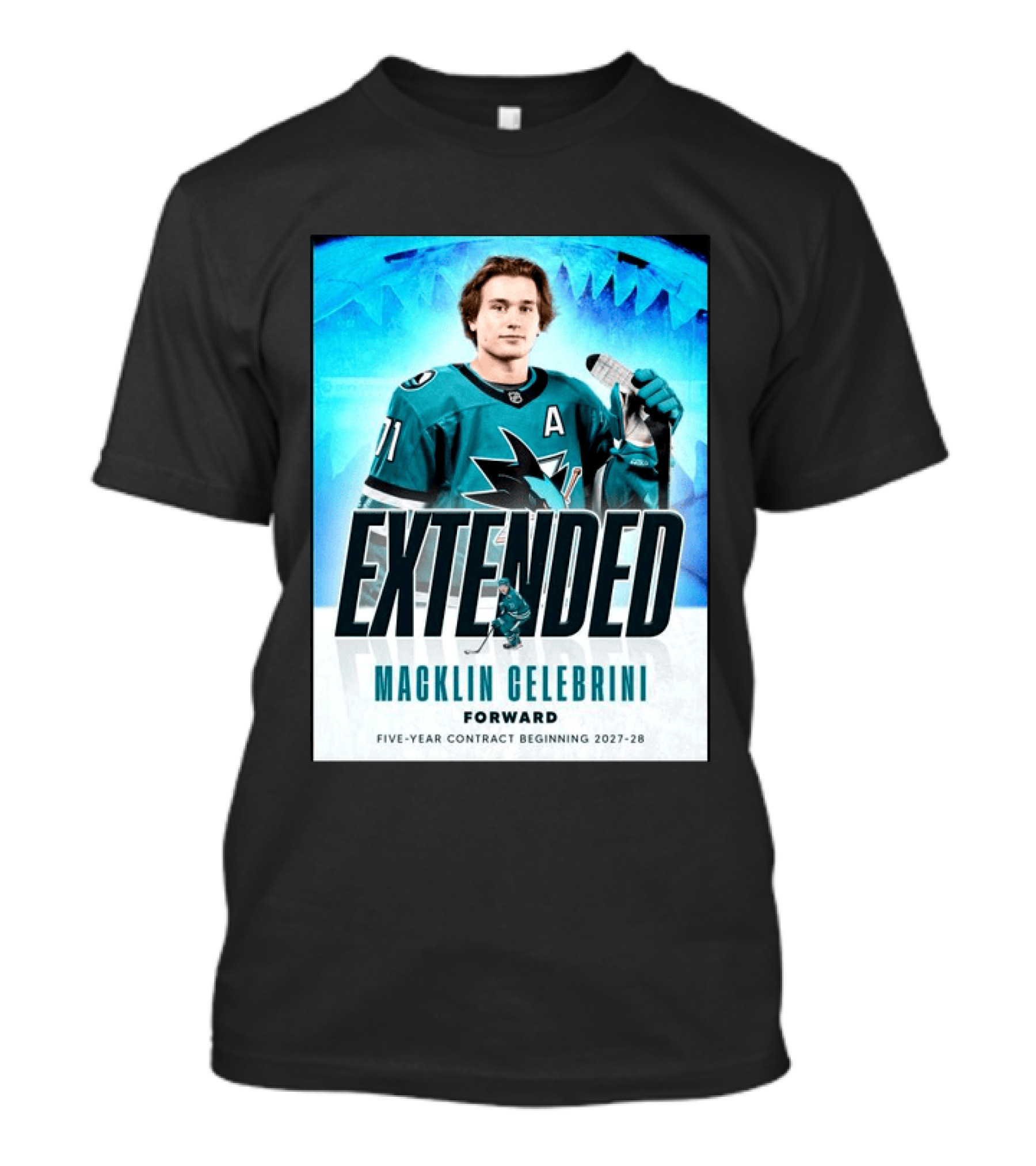 Extended Macklin Celebrini Forward Five Year Contract Beginning 2027 28 T-Shirt